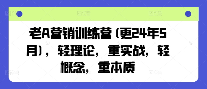 图片[1]-老A营销训练营(更25年7月)，轻理论，重实战，轻概念，重本质
