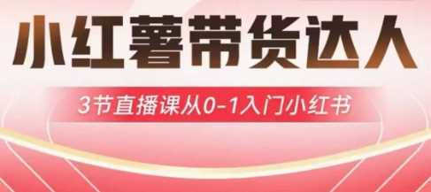 小红薯达人带货启航计划，3节直播课从0入门小红书