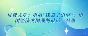 付费文章：重启”钱袋子引擎”：中国经济突围战的最后一公里-尖峰创业资源网