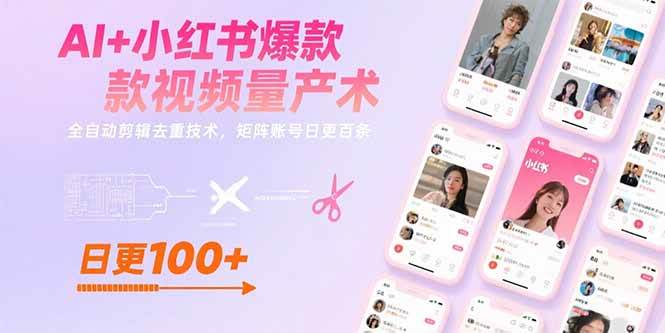 图片[1]-AI+小红书爆款视频量产术：全自动剪辑去重技术，矩阵账号日更百条