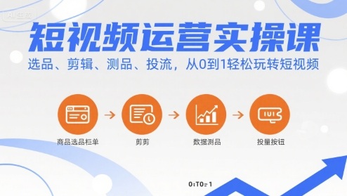 图片[1]-短视频运营实操课，选品、剪辑、测品、投流，从0到1轻松玩转短视频