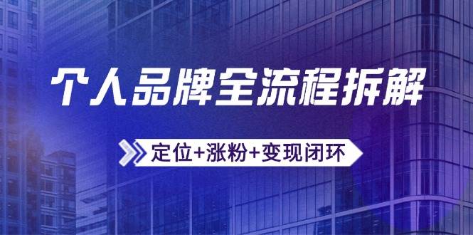 个人品牌全流程拆解:定位+涨粉+变现闭环,微信生态运营与资源整合