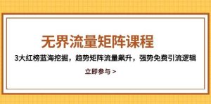 无界流量矩阵课程,3大红榜蓝海挖掘,趋势矩阵流量飙升,强势免费引流逻辑-尖峰创业资源网