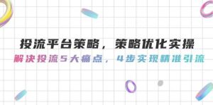 投流平台策略,策略优化实操,解决投流5大痛点,4步实现精准引流-尖峰创业资源网