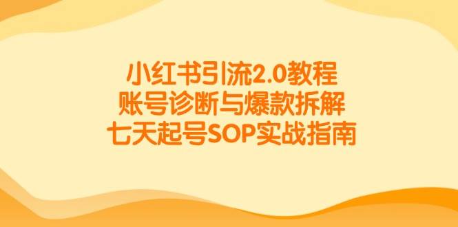 小红书引流2.0教程,账号诊断与爆款拆解,七天起号SOP实战指南