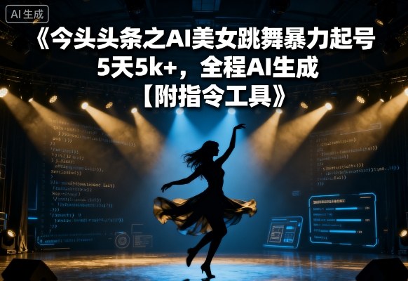 图片[1]-今日头条之AI美女跳舞暴力起号，5天1k+，全程AI生成【附指令工具】 -1-尖峰创业资源网