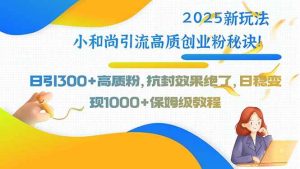 2025新玩法小和尚引流高质创业粉秘诀！日引300+高质粉，抗封效果绝了，…-尖峰创业资源网