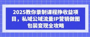 2025教你录制课程挣收益项目,私域公域流量IP营销做图包装变现全攻略-尖峰创业资源网