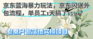 京东蓝海暴力玩法，京东闪送外包流程，单员工1天搞了1530-尖峰创业资源网