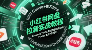 小红书网盘拉新实战教程，Canva+影刀RPA实现内容全自动化，1个小时生成7天笔记-尖峰创业资源网