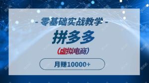 拼多多虚拟电商，零基础实战教学，快速打爆商品，新手也能月入10000+-尖峰创业资源网