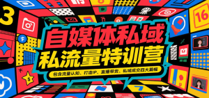自媒体私域流量特训营，包含流量认知、打造IP、直播带货、私域成交四大篇幅-尖峰创业资源网