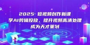 2025短视频创作新课，学AI剪辑投放，提升视频高清处理，成为天才策划-尖峰创业资源网