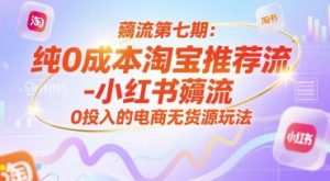 薅流第七期：纯0成本淘宝推荐流-小红书薅流最新版目，0投入的电商无货源玩法（附赠往期）-尖峰创业资源网