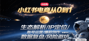小红书电商从0到1：生态解析/IP定位/ 账号运营/爆款创作/直播带货/数据复盘/风险避坑-尖峰创业资源网